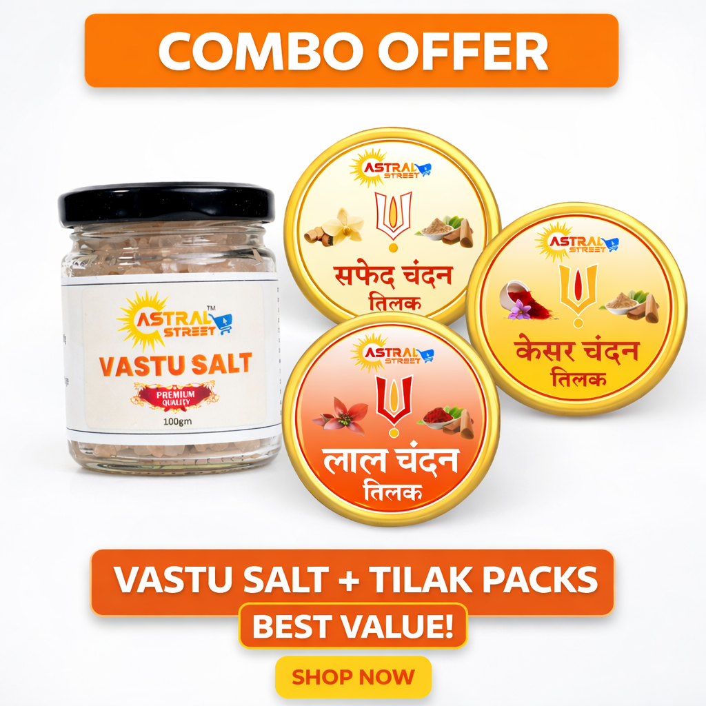Vastu Salt (100g) + Chandan Tilak Combo (Lal, Safed & Kesar) – Premium Puja & Spiritual Kit